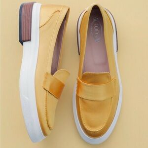 Tod's Yellow Penny Loafers
